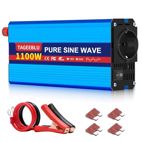 TAGEEBLU 1100W Reiner Sinus Wechselrichter DC 12V...