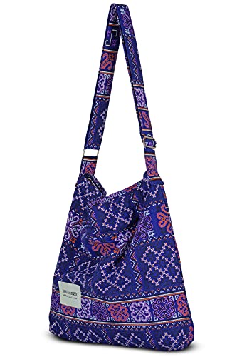Image of Hobo Crossbody Bag for Women - Large Cotton Tote Shoulder Purse | Adjustable Strap