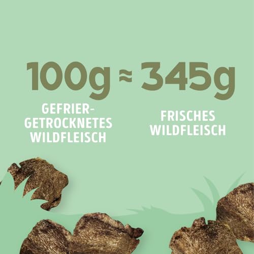 RiNa 100% Wildfleisch - Rohfutter für Hunde - 345g frisches Fleisch pro 100g - Natürlicher Geschmack und Nährstoffdichte - Gefriergetrocknet - 90g