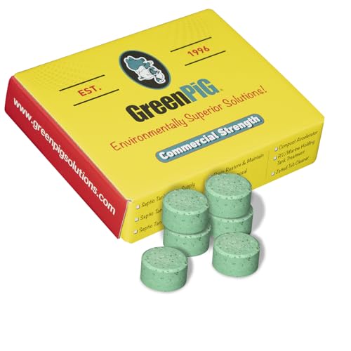GREEN PIG Septic Tank Treatment Pods- Aids in the Breakdown of Septic Waste to Prevent Backups, Easy Flush Cleaner, 1-year supply, 6 Pods, 52C Live Tank Treatment
