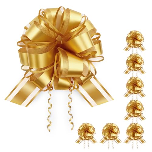 8 PCS Pull Bows, 6 inches Bows for Gift Wrapping, Reusable Christmas Birthday Gift Bows for Presents, Bouquets, Baskets, Party Décor, Gift Wrap Bows