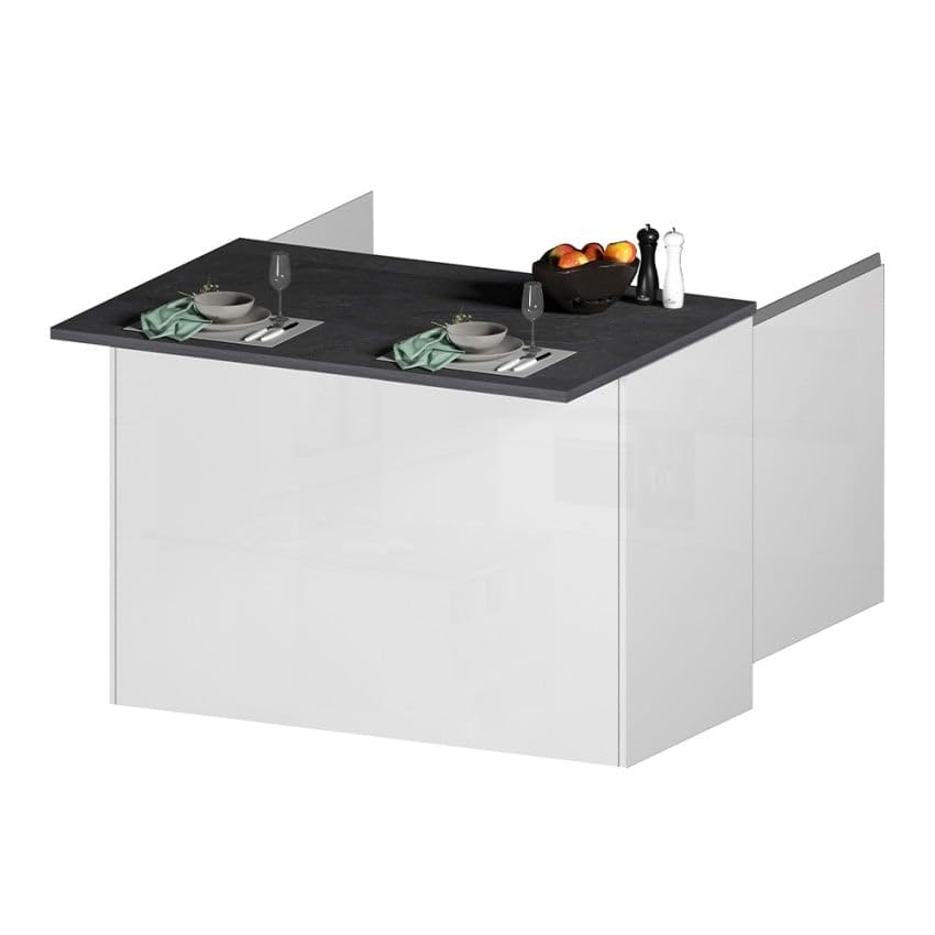 Produce Shop Isla Central para Cocina Moderna 2 Puertas Mesa de Madera 125x90x90cm Deer - Blanco - Gris