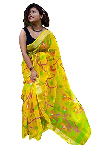 Sari muselina jamdani vestido indio amarillo de verano fiesta musulmana festival matka 5.5m