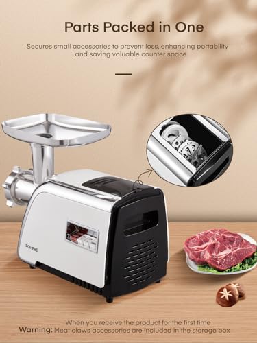 Image of FOHERE 5 in 1 Meat Grinder for Home Use 3000W Max Heavy duty
