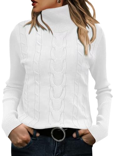 Image of ANFTFH Womens Turtleneck Sweater 2025 Ribbed Knit Top Pullover Sweaters