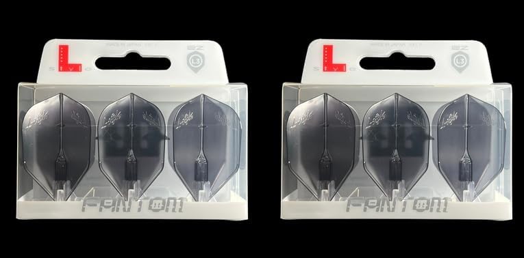 Lstyle Dart Flights - L3 EZ Fantom Shape - Clear Black | 2 Sets of 3 | for Soft & Steel Tip Darts