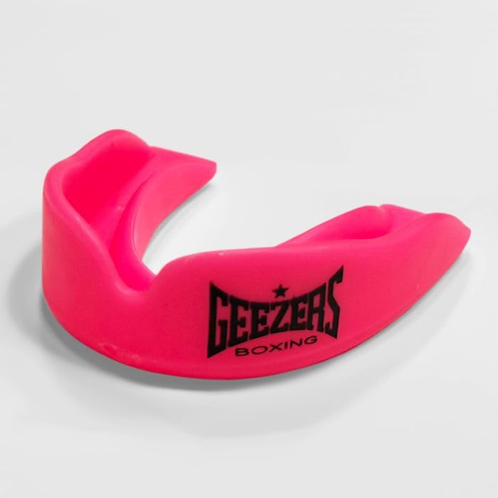 Geezers BB1 Mouthguard (Pack of 10) – Boil-and-Bite Design, Junior & Senior Sizes with Case, for Boxing, MMA, Rugby, Martial Arts, Judo, Karate, Hockey and All Contact Sports (Pink, SNR)