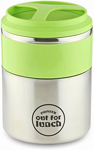 Pioneer HIB-1000/P Vacuum Insulated Lunch Box, Leak-Proof Food/Soup Flask with Extra Wide Opening, 4 Hours Hot 8 Hours Cold, 18/10 Stainless Steel - Pink, 1 Litre