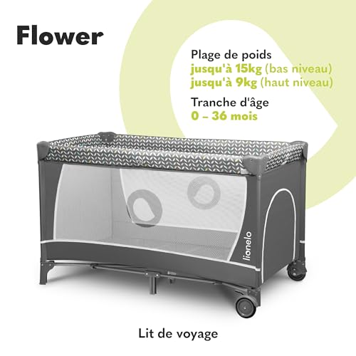 Lit parapluie bébé Flower avec table à langer Lionelo