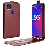 XFDSFDL� Cas de pour ZTE Axon 11 SE 5G (6,53 Pouces) Verticale PU Cuir Housse Up and Down Open �tui avec Magn�tique Fermeture Carte Slot Portefeuille Shell de Protection, Marron