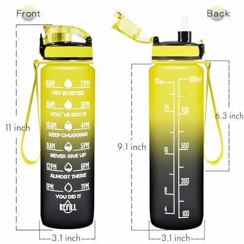 Image of Enerbone 32 oz Water Bottle, Leakproof BPA & Toxic Free, Motivational Water Bottle with Times to Drink and Straw, Fitness Sports Water Bottle with Strap for Office, Gym, Outdoor Sports