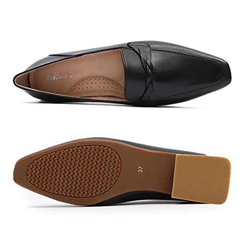 Image of Mona flying Women's Leather Square Toe Penny Loafer Slip on Office Flats