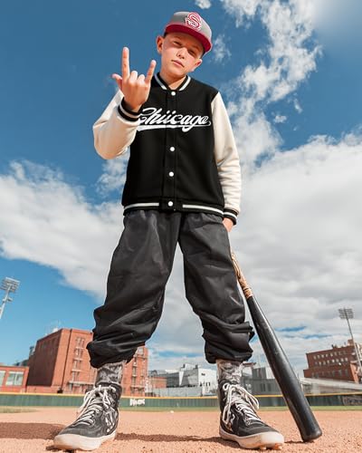 PureChapter Boys Baseball Jacket Kids Varsity Jacket Classic Embroidered Cardigan Sweatshirt Winter Coat Bomber Jacket2