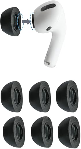 Comply Memory Foam Replacement Earbud Tips for Apple AirPods Pro 1 & 2 | Ultimate Comfort, Secure Fit, Superior Noise Isolation | Anti Slip, Prevent From Falling Out | Black, Large (3 Pairs)