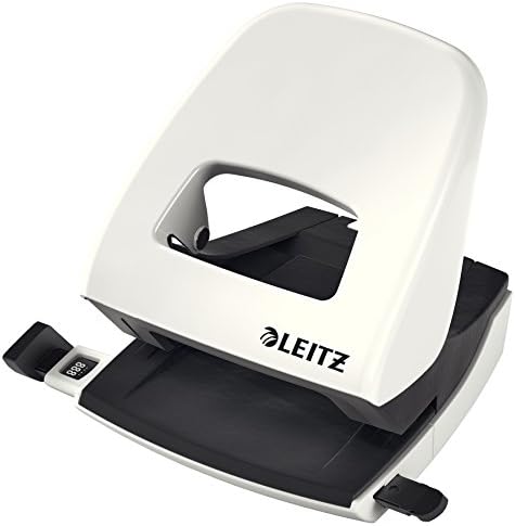 Leitz Hole Punch, 30 Sheets, Guide Bar with Format Markings, Metal, WOW Range, 50081023 - Metallic Pink