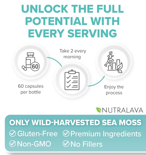 Sea Moss Capsules, All-in-One Blend with Irish Sea Moss Black Seed Oil Ashwagandha, Seamoss Pills for Immune, Thyroid & Joint Support - Gluten-Free, Non-GMO, 60 Capsules - Image 8