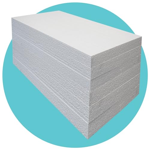 Triplast Expanded Polystyrene Foam Sheets EPS 70 (12 Sheets, 1200 x 600 x 50mm Each) - BBA Certified Wall & Floor Insulation Board - Box Lining & Packaging Foam Board - White Blocks for DIY Projects