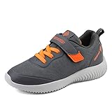 DREAM PAIRS Boys Tennis Running Shoes Athletic Sports Sneakers Grey Orange Size 4 Big Kid Contact-k