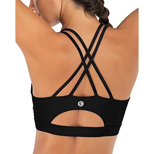 Sports Bras for Women,Padded Sports Bra Tank Top Sexy Crisscross Back High Impact Longline Workout Yoga Bra Black X-Small