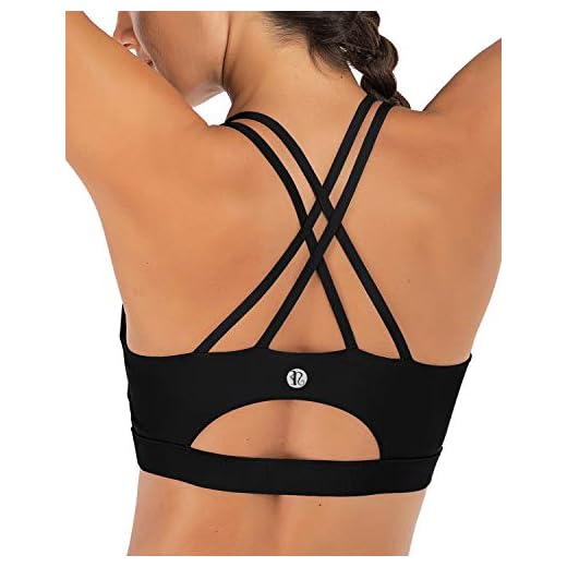 RUNNING GIRL Sports Bras for Women,Strappy Back Workout Bras Padded Supportive Black Sports Bra Plue Size(WX2354 Black,S)