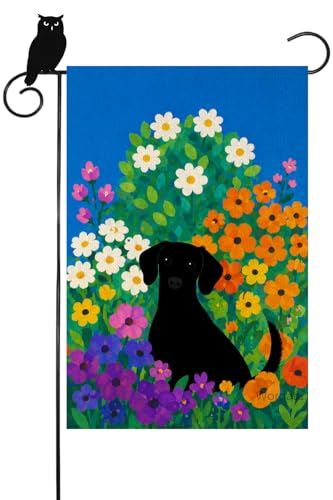 Wordatu Hello Summer Flower Weimaraner Garden Flag 12x18 Inch Vertical Double Sided Farmhouse Holiday Outside Decorations Yard Flag Spring and Summer Black shadow (18269)