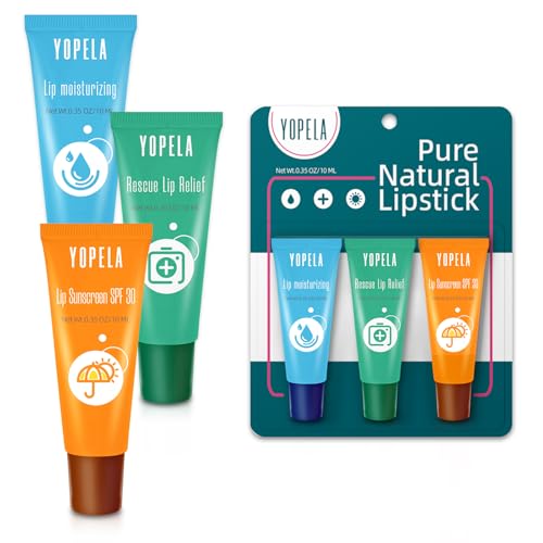 Lip Sunscreen Moisturizing and Repair Package Lip Care Set- SPF 30 - Summer Long Lasting Moisturized, Smooth and Repaired Lips - 3 Flavors (Moisturizing, Repairing, and SPF) Gift for Women Men