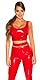Koucla Top Lederlook Wetlook Crop Top Lack Optik Tanktop (Rot, S)
