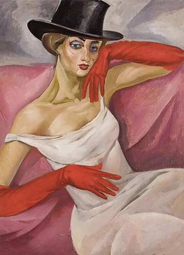 Tableau Boris Dmitrievich Grigoriev Dame au chapeau haut de forme