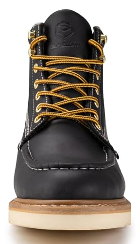 Image of SUREWAY 6 inch Wedge Moc Toe Work Boots for Men - Soft Toe, Premium Full-Grain Leather, Lightweight Work Boots /Shoes, Comfort Insole, Superior Oil /Slip Resistant, Real Goodyear, EH Rated Industrial