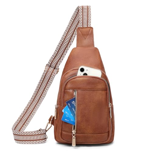 GAEKEAO Sling Bag for Women Crossbody Bags Vegan Leather Fanny Pack Chest Trendy Shoulder Bag for Travel Everyday Vacation