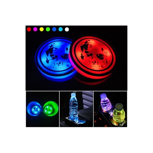 2 Pezzi LED auto portabicchieri luci, USB ricarica sottobicchieri auto con 7 colori luminescenti tazza pad luce per auto veicolo camion decorazione atmosfera luce