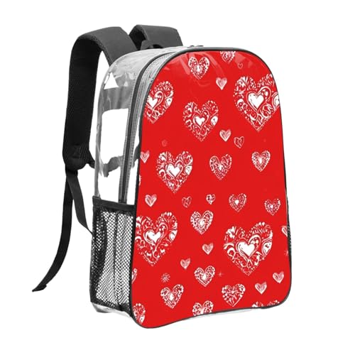 Love. Print Work Travel Stadium Events Transparent Backpack PVC Clear Bag Large Side Pockets3