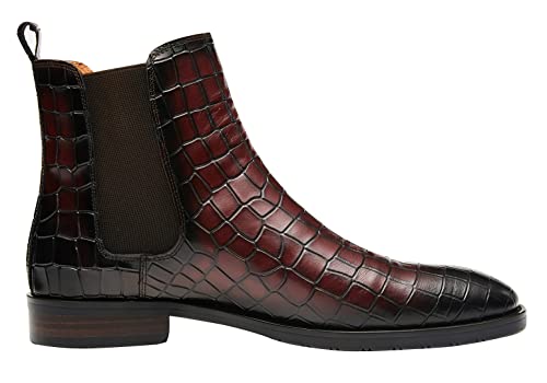 Men's Chelsea Boots Crocodile Print Leather Business Casual Slip On Mens Formal Dress Boots3