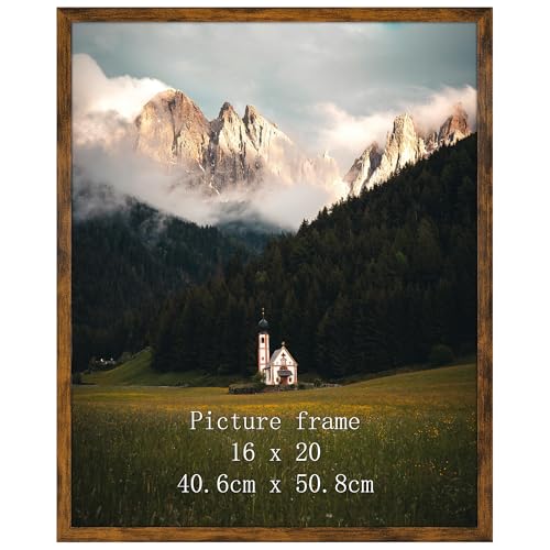 Giftgarden Bilderrahmen 40x50 cm, Einzel Rahmen für 50x40 cm Fotos und Bilder | Großer Posterrahmen – ausschließlich für horizontale oder vertikale Wandmontage, Braun