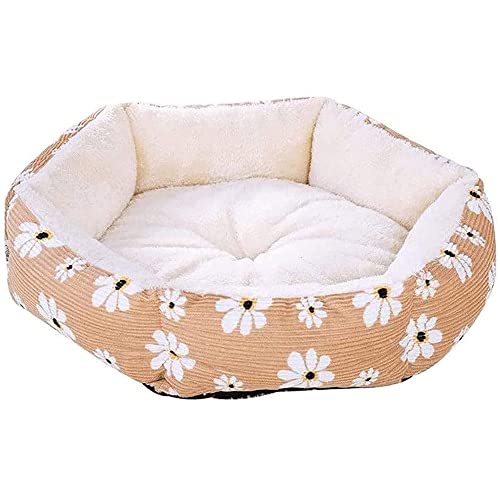 枕洗えるカバーと滑り止めの底を備えた小さな犬のスーパー厚い快適なペットベッドのための犬のベッド(Yellow)