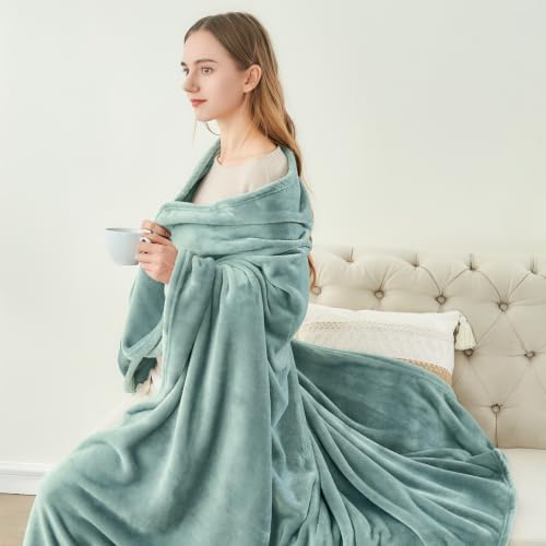 Image of BEDELITE Fleece Blanket Soft Plush Throw for Couch Dusty Blue 50 inchx60 inch