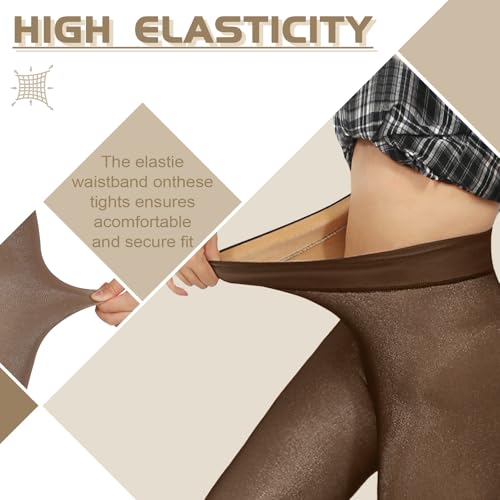 Image of X-CHENG Fleece Lined Tights Sheer Women - Fake Translucent Warm Pantyhose Leggings Sheer Thick Tights for Winter