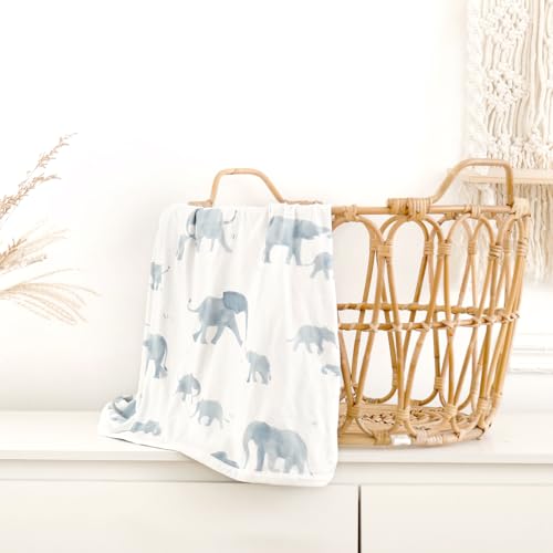 Image of GRSSDER Baby Blankets Super Soft Jersey Knit Swaddle Blanket for Baby Girls and Boys, Double Layer Receiving Blankets 34 x 44 Inches, Extra Large for Baby Swaddling, Cute Elephant