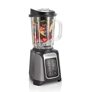 Hamilton Beach PowerMax Professional-Performance Blender for Shakes and Smoothies, Puree and Ice Crush, 48oz BPA-Free Glass Jar, 1680 Watts, Stainless Steel Blades (58600) GREY