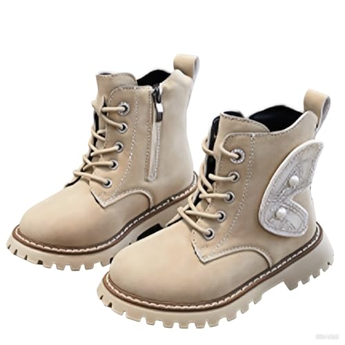 Girls Combat Ankle Boots Cowboy Cowgirl Western Side Zipper Booties Hiking Outdoor Waterproof Lace-up Mid Calf Boots