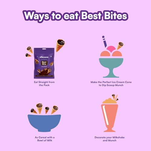 Image of Nova Nova Best Bite Choco Filled Cones | Choco Hazelnut | 100% Eggless | No Added Preservatives (50g)