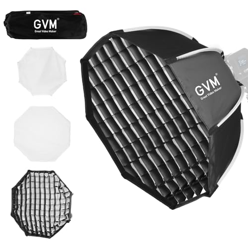 Boîte à lumière Bowens GVM 62,5 cm avec grille nid d'abeille pour lampe vidéo