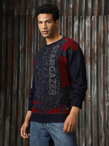 Image of High Star Men Knitted Acrylic Relaxed Fit Round Neck Long Sleeve Sweaters