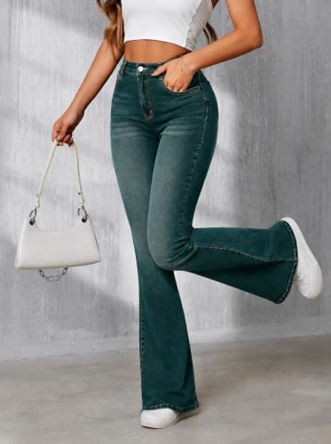 Image of Ben Martin Women's High Waist Jeans || Flared Bell Bottom Bootcut Pants || Wide Leg Stretch Denim - Perfect for Travel, Party & Everyday Use Sizes 26 to 40 (0)