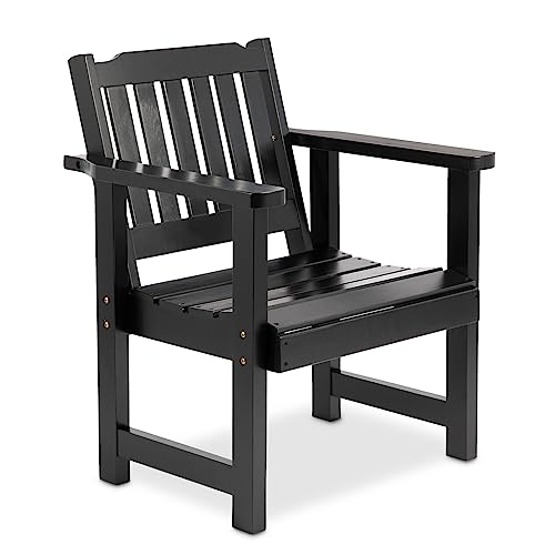 FURNDOOR Outdoor Wood Garden Chair, Patio Garden Chair Wooden Armchairs Natural Wood Chair for Porch Yard Balcony Deck, Black FURNDOOR Outdoor Wood Garden Chair, Patio Garden Chair Wooden Armchairs Natural Wood Chair for Porch Yard Balcony Deck, Black