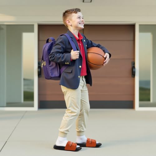 Image of INMINPIN Kids Boys Girls Ball Sprots Slides Sandals Ultra Comfortable Beach Pool Shower Shoes House Slide Indoor Outdoor for Sports Fan