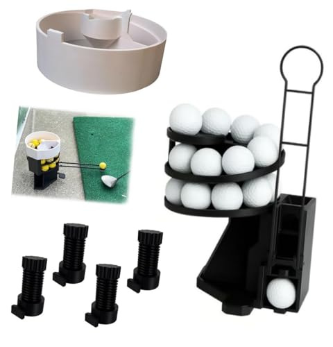 SNCIDSGE Golf Ball Launcher, Automatic Golf Ball Dispenser with Foot Pedal, 25-Ball Capacity Training Tee Machine with Foot Pedal for Indoor Outdoor Practice (Black,Full Package)