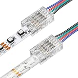 RGBZONE 25Pcs 8mm 4 Pin LED Connectors Gapless Solderless LED Strip to Wire Quick Connection for 8mm Wide 5050/3528 SMD RGB LED Strip Light