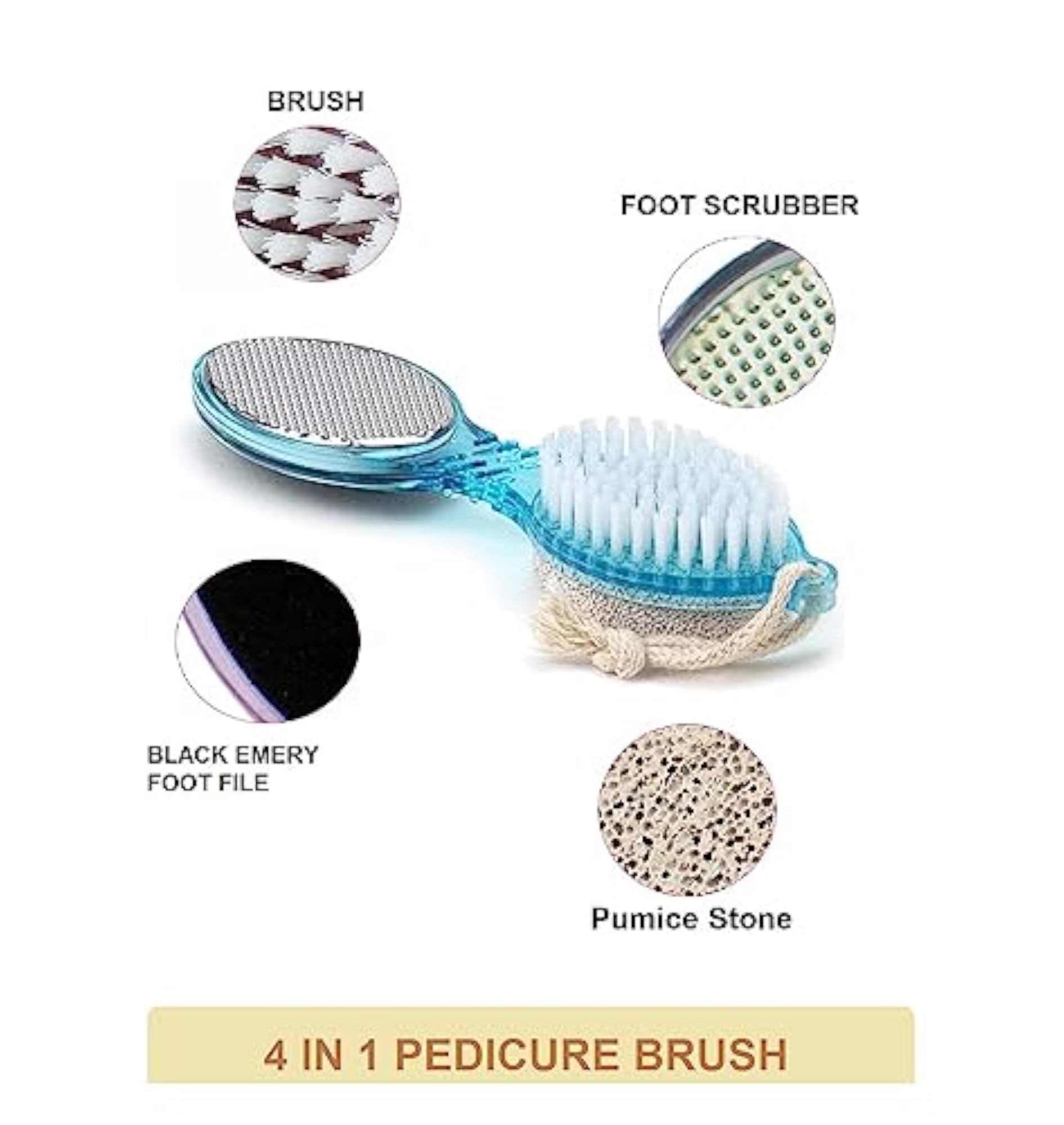 4 in 1 Multipurpose Pedicure Brush for Foot Cleaning