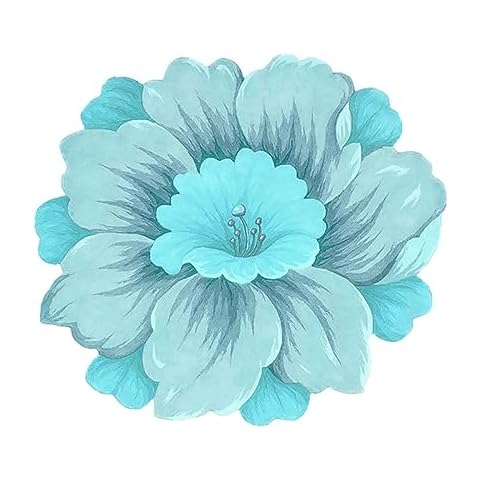 Syhonic Flower Shaped Rug 3.9 Ft Soft Lotus Carpet Flower Rugs for Bedroom Non Slip Trendy Area Rug for Living Room Bathroom Kitchen Floor Mat, Light Blue Cover
